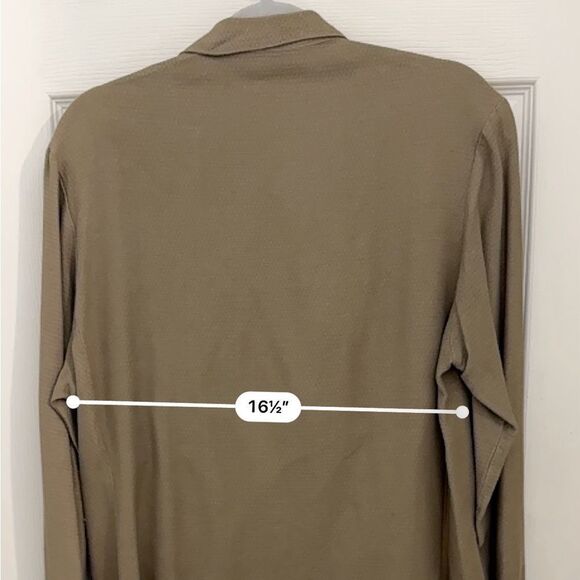 CP Shades 100% Rayon Long Trench Jacket Size Medium Tan Beige Collared Flowy - Picture 7 of 8